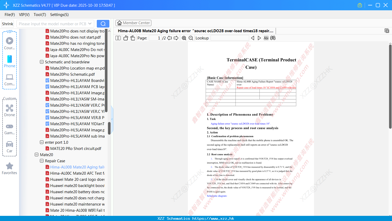 Huawei Hima-AL00B Mate20 Aging Failure Error“sourec OcLDO28 Over-load Times18 Repair